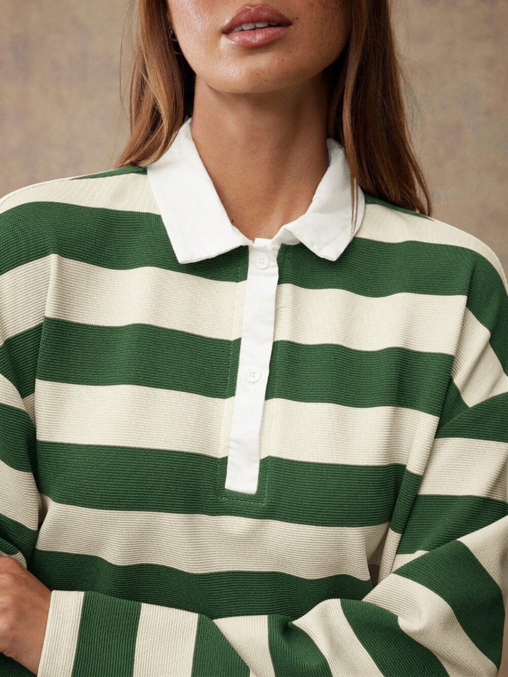 Green Casual Women's Striped Mini Polo Country Dress - Picture 5 of 5